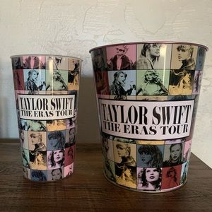 Brand New Taylor Swift Eras Tour Pink Tin Popcorn Bucket & 44oz Cup